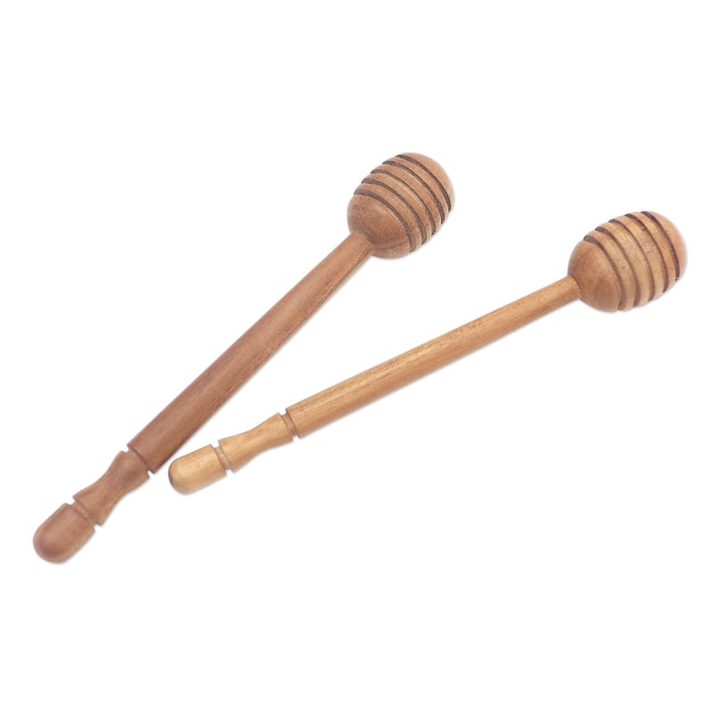 Novica Handmade Sweet Treat Teak Wood Honey Dippers (Pair)
