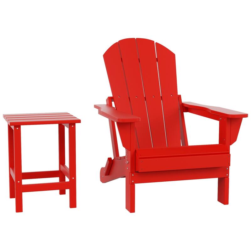 POLYTRENDS Laguna All Weather Poly Outdoor Patio Adirondack Chair - with Round Side Table (2-Piece)