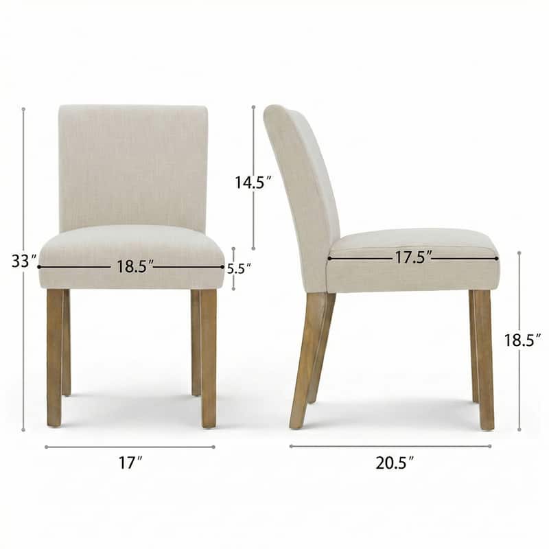 Parsons Dining Chairs with Linen Upholstery and Solid Wood Legs