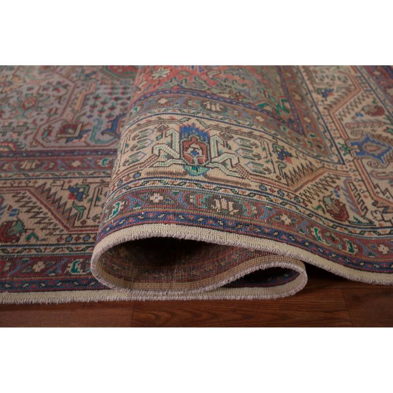 Geometric Tabriz Persian Vintage Area Rug Handmade Wool Carpet - 9'6"x 12'8"