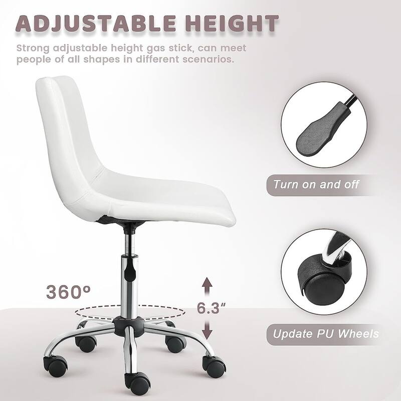 Bossin Armless Office Chair,Home Office Desk Chairs with Wheels