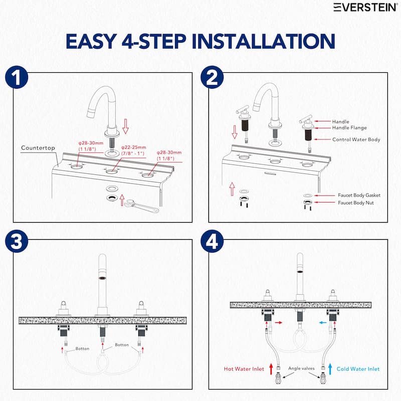 Widespread Bathroom Faucet 3 Hole, 2-Handle Bathroom Sink Faucet