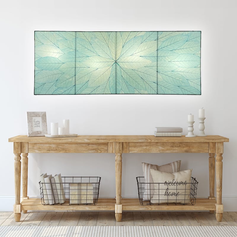 Eangee Handmade Sunburst Panel Wall Lamp, Cocoa Leaves Shade, 22 x 6 x 58 in. - 22 x 58 x 6 in