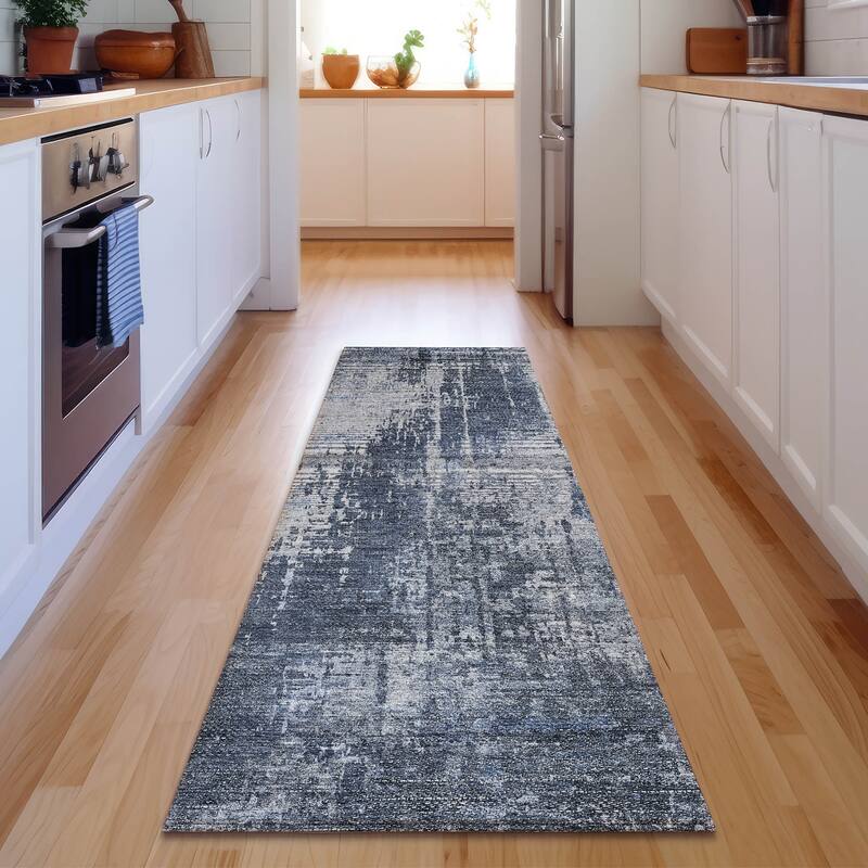 Premium Washable Super Soft Abstract Ombre Mayfield Rug - Navy - 2' 3" x 7' 6" - Runner