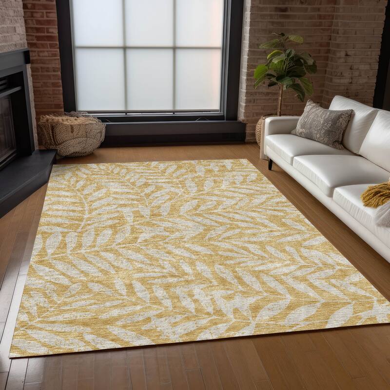Machine Washable Indoor/ Outdoor Chantille Palm Rug