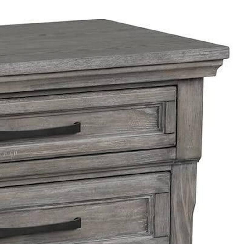 Oak Gray 3 Drawer 18 in. W Nightstand with Bar Metal Handles