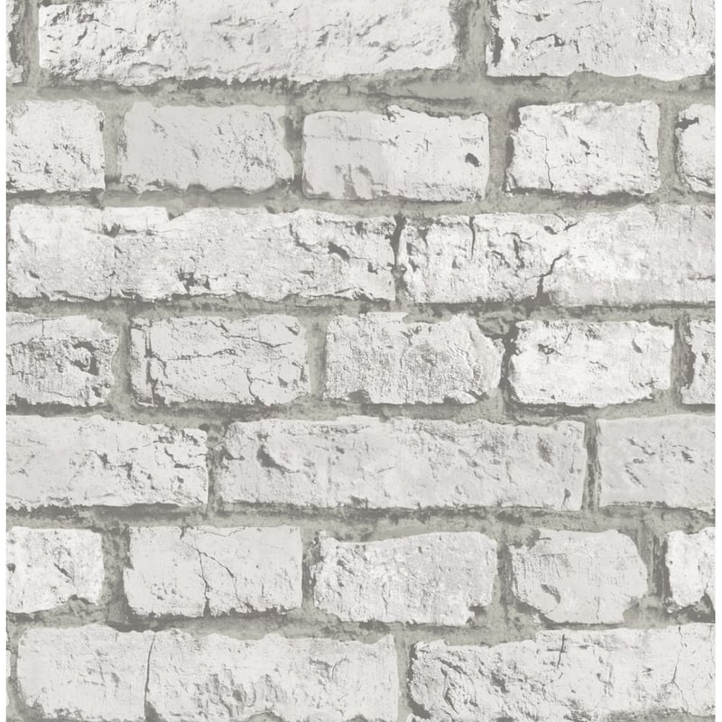 Seabrook Designs Structured Faux Brick Unpasted Wallpaper - 20.5 in. W x 33 ft. L - Alabaster