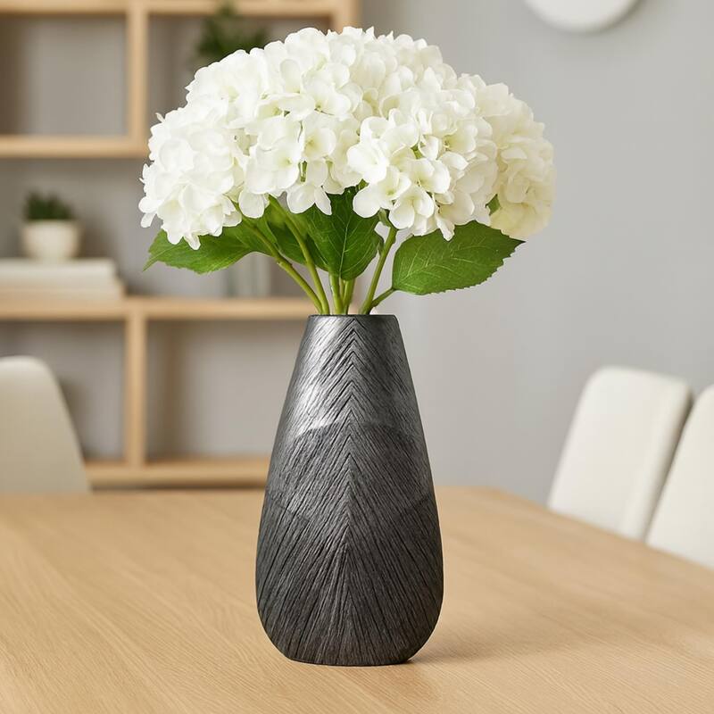 Large Arrowhead Silver Grey Textured Polyresin Vase Modern Decor