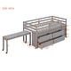 preview thumbnail 23 of 34, Twin/Full Size Low Loft Bed with Retractable Writing Desk and 4 Drawers, Wooden Loft Bed Frame w/ Lateral Portable Desk & Ladder