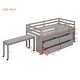 preview thumbnail 5 of 18, Twin Size Loft Bed Kids Bed with Retractable Desk and Drawers, Solid Wood with Lateral Portable Desk and Shelves