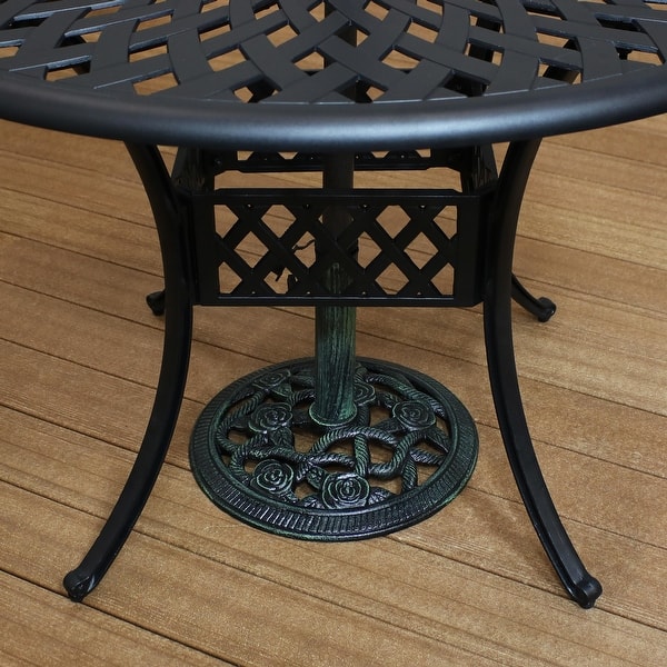 Shop Black Friday Deals On Sunnydaze Rose Blossom Cast Iron Patio Umbrella Base Green 16 Diameter Overstock 28546977
