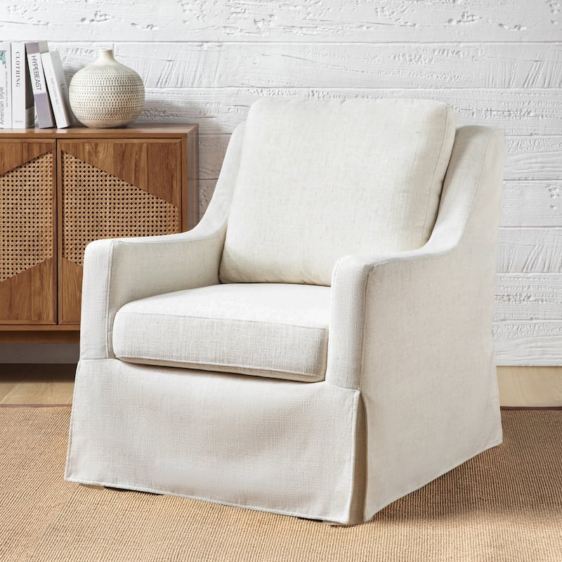 Stan Farmhouse Slipcover Rocking Swivel Chair by HULALA HOME