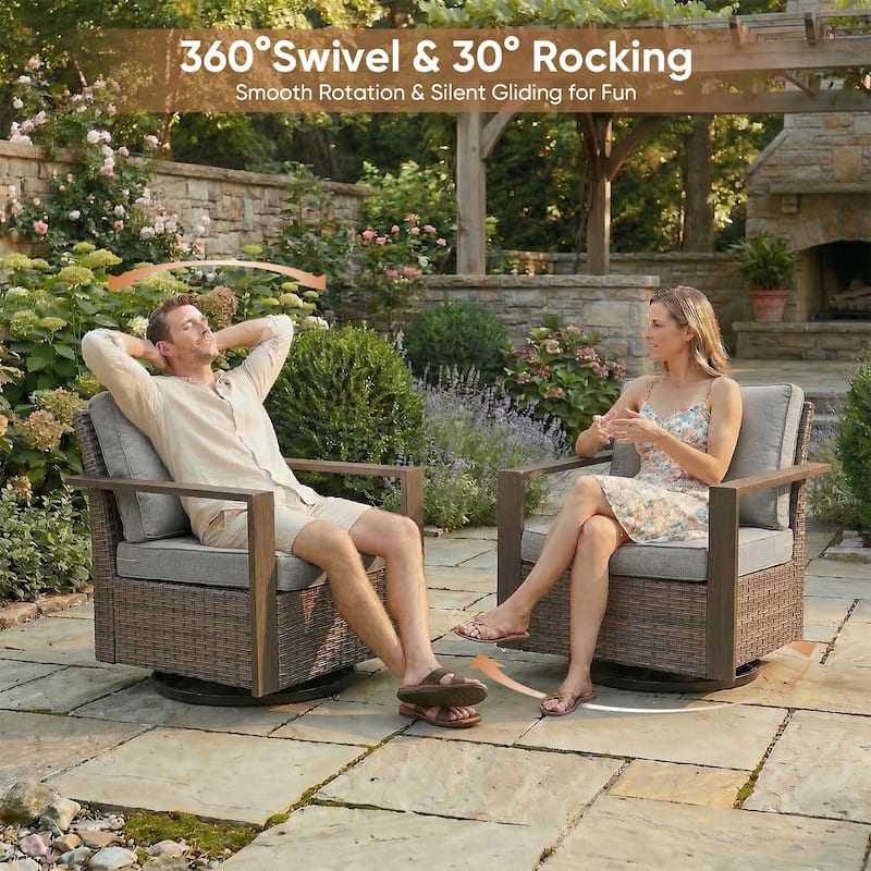 Gymojoy All-Weather Outdoor Sofa Swivel Chair Ottoman Sets