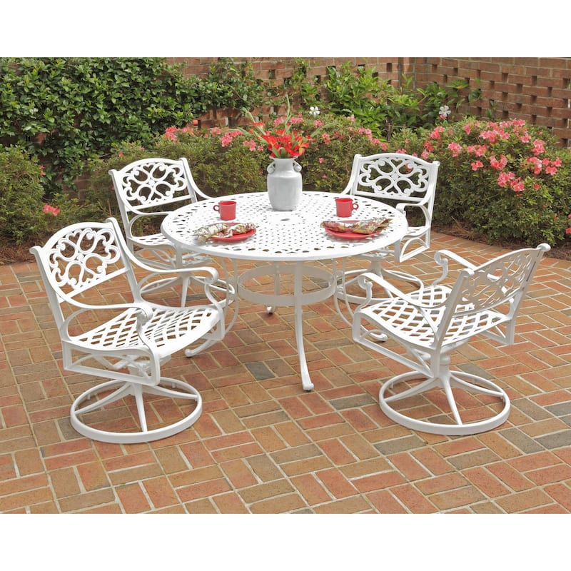 Sanibel White 5 Piece Outdoor Dining Set - N/A