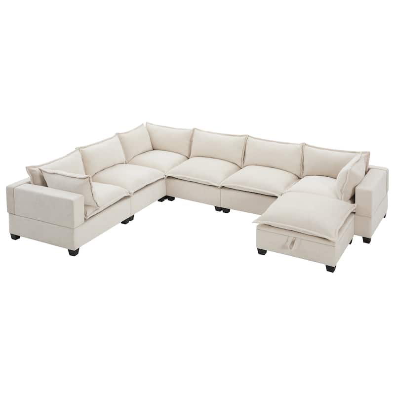 Modular Sectional Sofa with Movable Storage Ottoman by Harper&Bright Designs