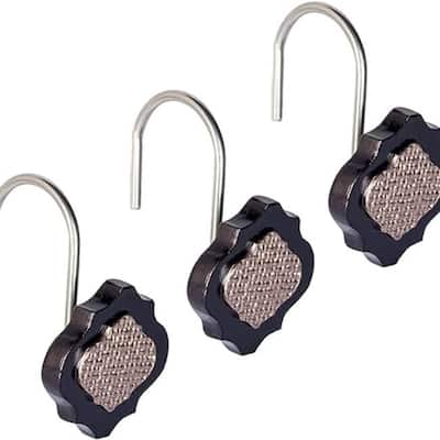 Creative Scents Dahlia Brown Shower Curtain Hooks - Set of 12