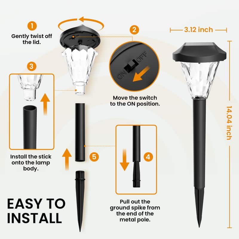 Solar Outdoor Landscape Lights, Waterproof Outdoor Solar Lights for Garden and Patio, Warm White