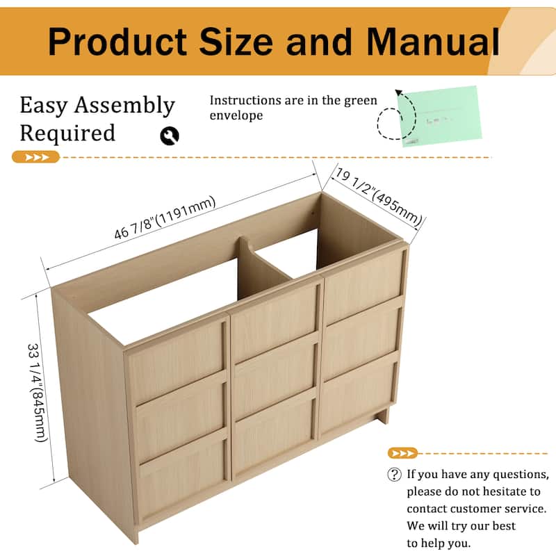 Malwee 36"/42"/48" FreeStanding Bathroom Vanity Without Sink