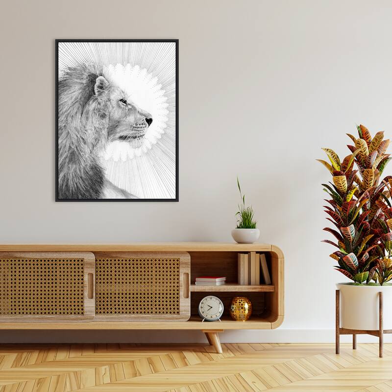 Sun and Lion by Ec Mazur Framed Canvas Wall Art