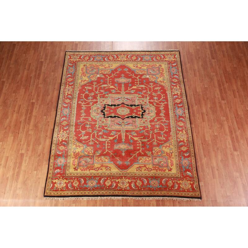 Geometric Heriz Serapi Oriental Area Rug Handmade Wool Carpet - 7'10" x 9'8"