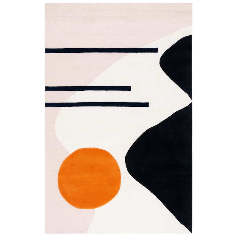 SAFAVIEH Handmade Rodeo Drive Mya Mid-Century Modern Wool Rug - 2' x 3' - Blush/Black