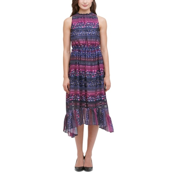 Kensie Womens Casual Dress Printed Midi - Navy. Opens flyout.
