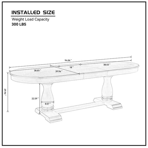 94.06 Inch Long Extendable Solid Wood Dining Table for 6 Persons - Bed ...