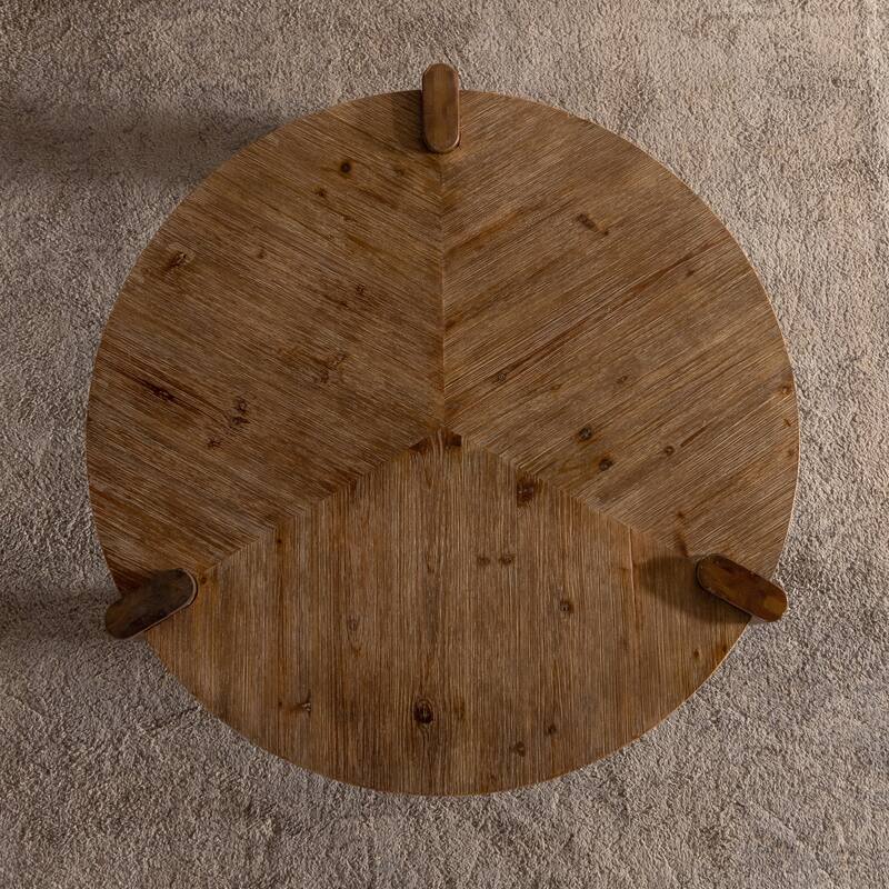 36x35'' Natural Solid Wood Round Coffee Table