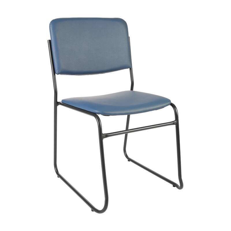 500 lb. Capacity High Density Stacking Chair with Sled Base - 23"D x 18.75"W x 32.25"H - Navy Vinyl/Black Frame