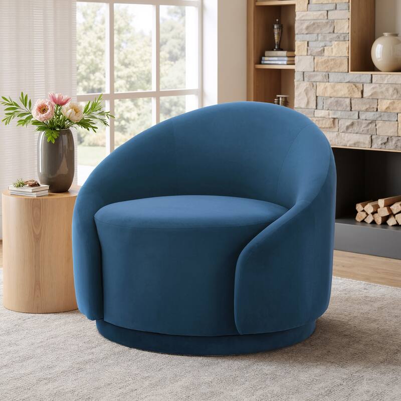 Modern Upholstered Swivel Barrel Chair Accent Lounge Chair