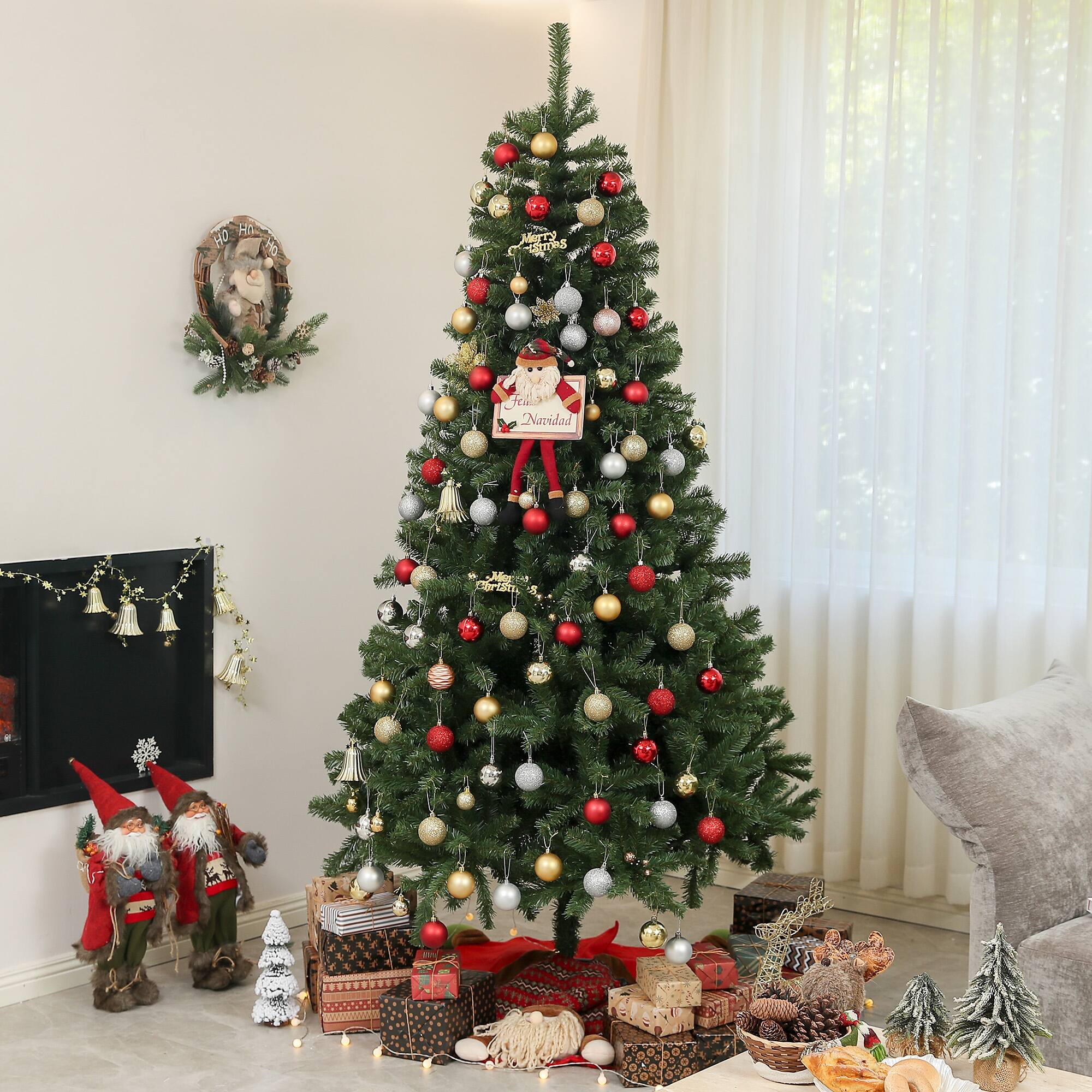 7.5ft Xmas Tree with 1346 Branch Tips, Flame Retardant and Easy