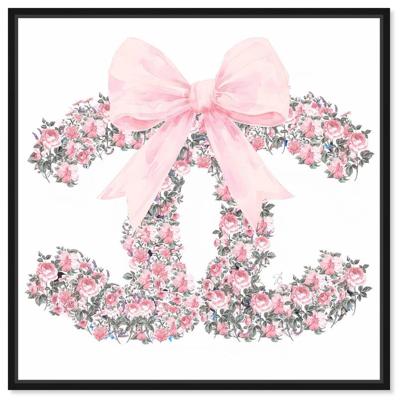 Makes Me Wonder Pink Bow Canvas by Art Remedy - Black - 12" x 12"