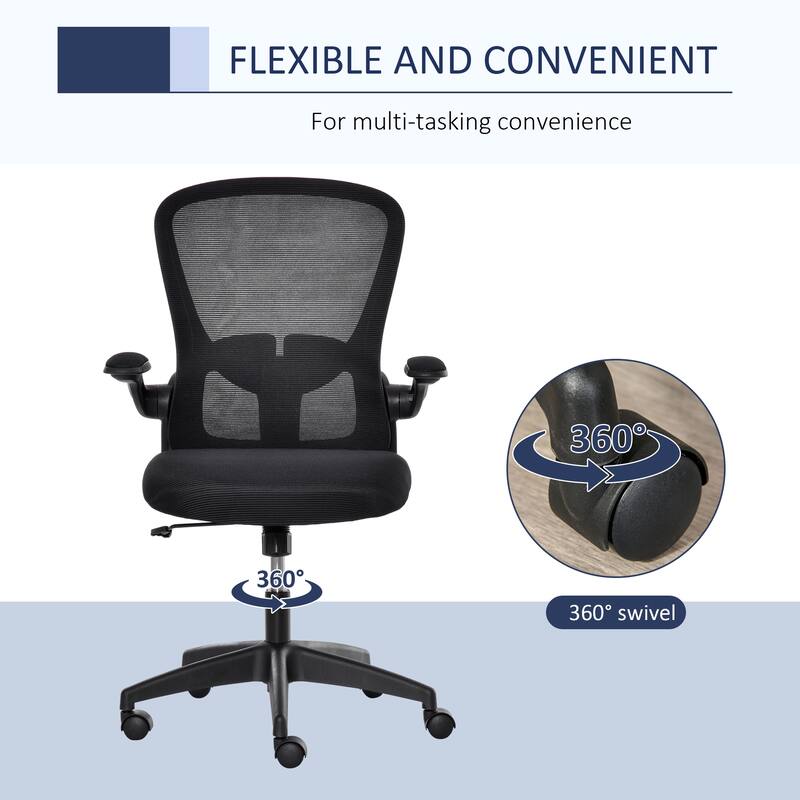 Vinsetto Mesh Home Office Chair Mid Back Ergonomic Computer Task Chair with Lumbar Back Support