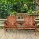 preview thumbnail 2 of 9, Bistro Set,Outsunny Patio Bench,Garden Bench with Middle Table and Umbrella Hole,Wooden Outdoor Bench for Patio