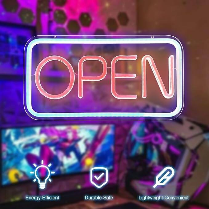 Wikineon "OPEN" LED Neon USB Powered Horizontal hanging 16"x9"