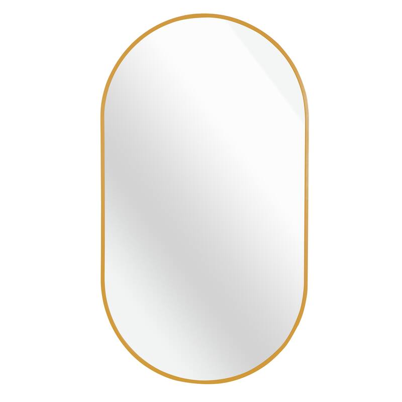 GDFStudio - Forma Soft Contour Oval Metal Bathroom Vanity Wall Mirror with Elegant Silhouette & Easy Wall Mount