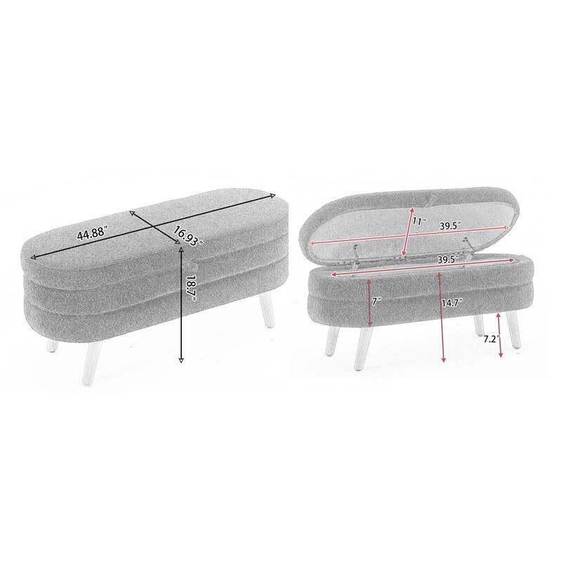Velvet Fabric Storage Bench Bedroom Bench With Wood Legs For Living Room Bedroom