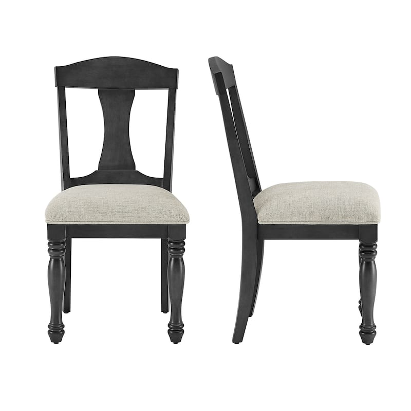 Set of 2 Mid-Century Retro Upholstered Dining Chairs with Decorative Back - Dark Oak