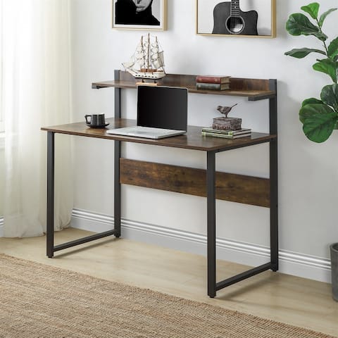 Home Office Computer Desk with Storage Shelves