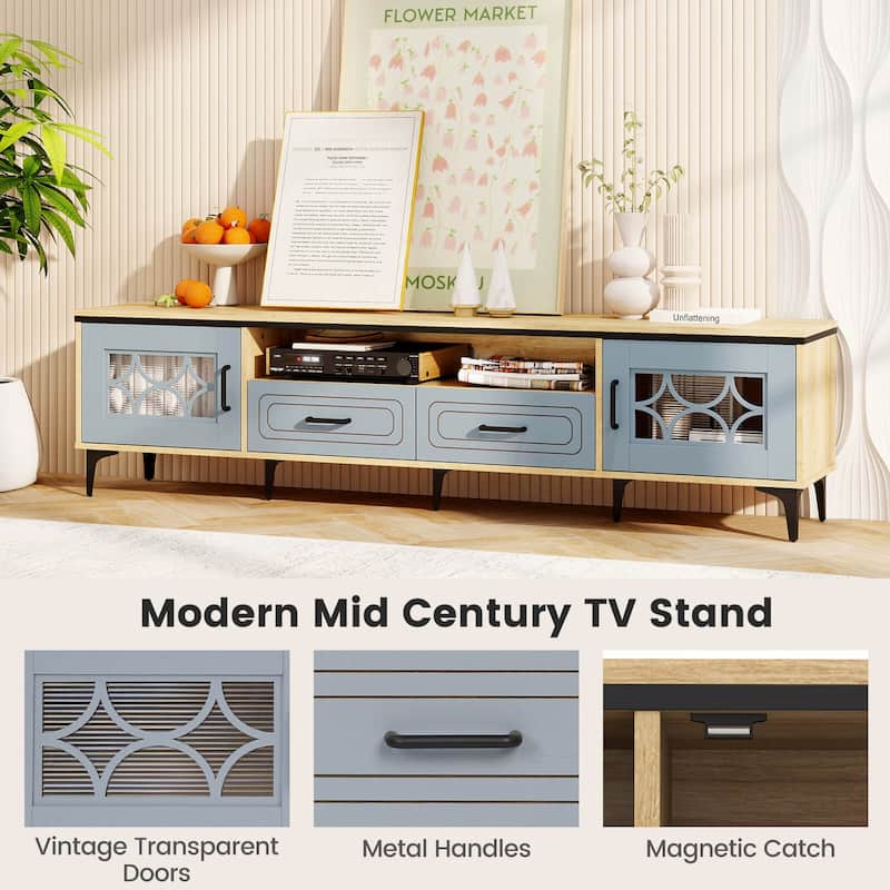 Costway 71" TV Stand for TVs up to 80" with Open Compartment Side