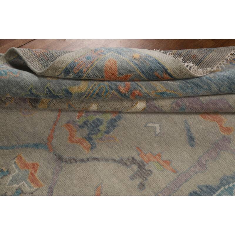 Hand Knotted Oriental 100% Wool Carpet Transitional All-Over Beige & Ivories Oushak Area Rug - 12' 3'' X 9' 1''