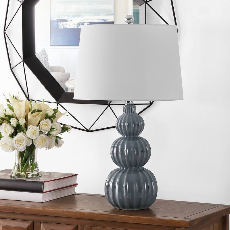 SAFAVIEH Lighting Yafit 25.5-inch Ceramic Table Lamp - 15" x 15" x 25.5" - 15Wx15Dx26H - Grey