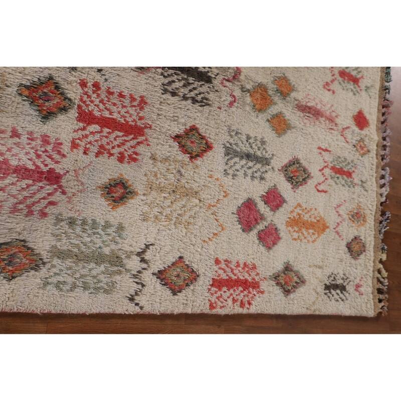 Tribal Moroccan Oriental Area Rug Hand-Knotted Wool Carpet - 5'0" x 8'7"