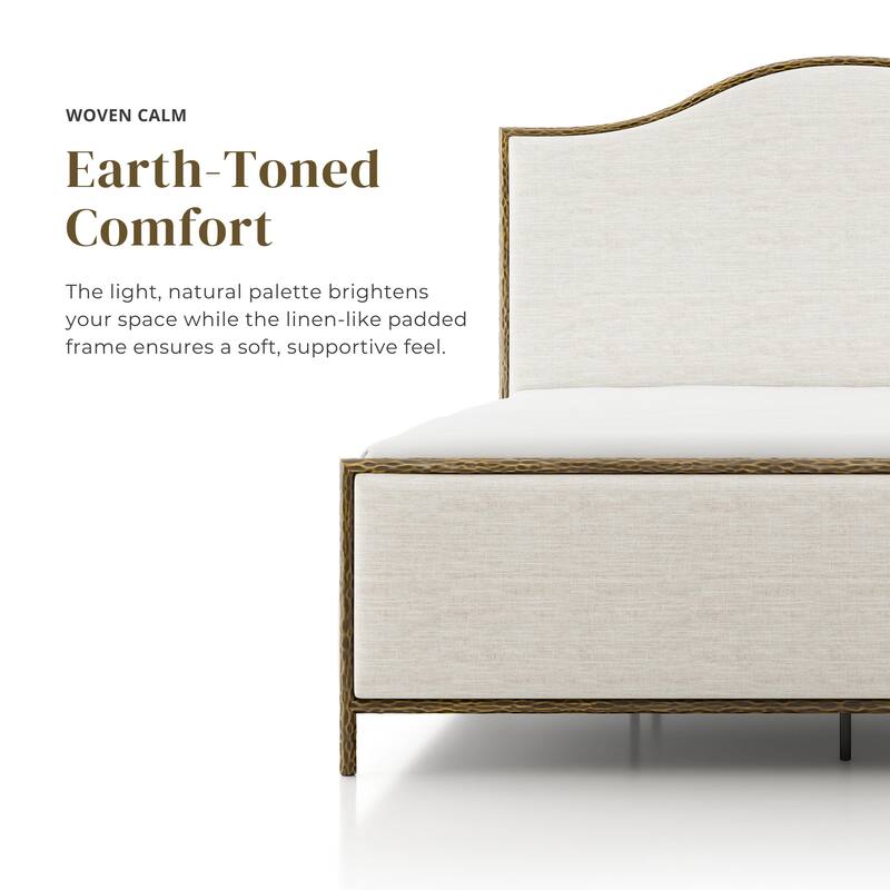 247 Shop At Home Lalia Modern 2-Piece Upholstered Hammered Metal Camelback Bedroom Set with Nightstand