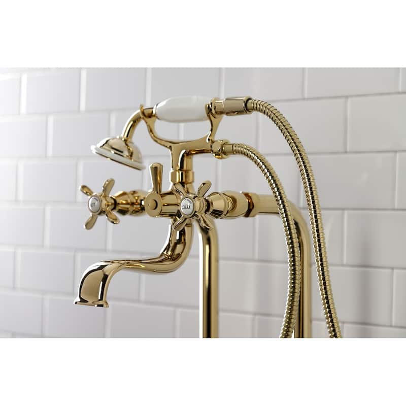 Essex Freestanding Clawfoot Tub Faucet Package with Supply Line in Matte Black
