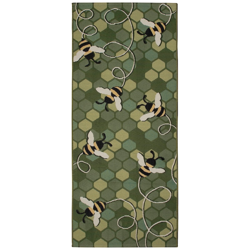 Liora Manne Esencia Bee Free Indoor/Outdoor Mat - 1'11" x 4'11" - Green