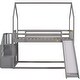 preview thumbnail 15 of 13, Modern Design Twin over Twin Bunk Bed with Convertible Slide and Storage Staircase,Wood House Bed with Roof