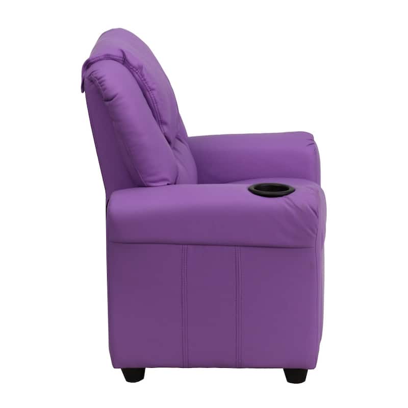 Contemporary Kids Recliner with Cup Holder and Headrest - 24"W x 21.5" - 36.5"D x 27"H