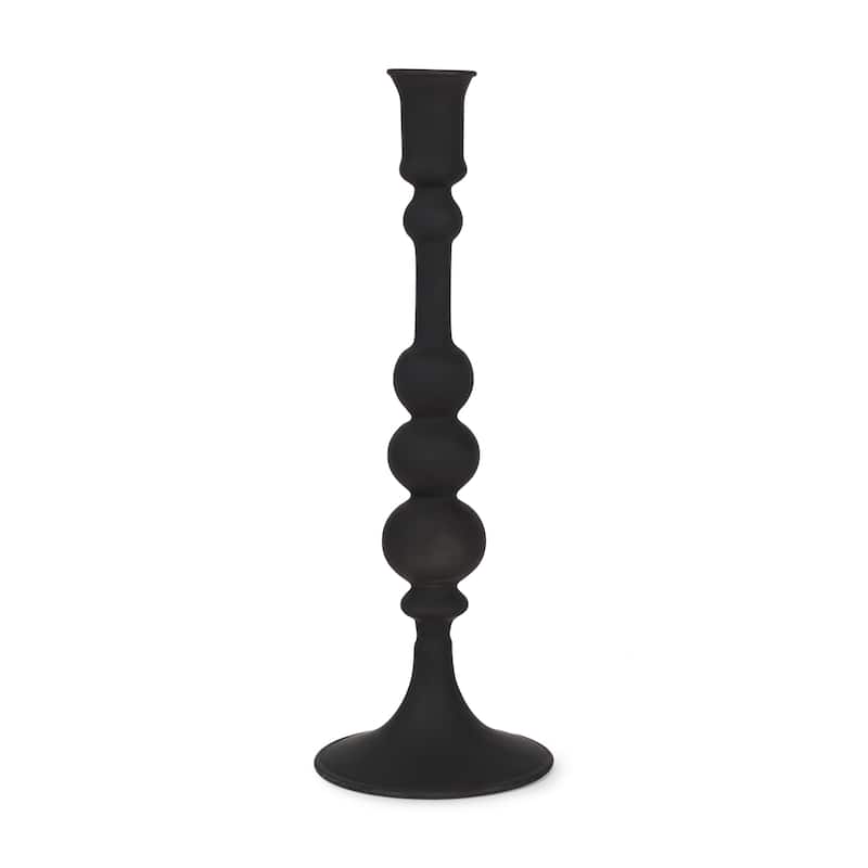 Haute Large Matte Black Blown Glass Candlestick - 4.0L x 4.0W x 11.7H