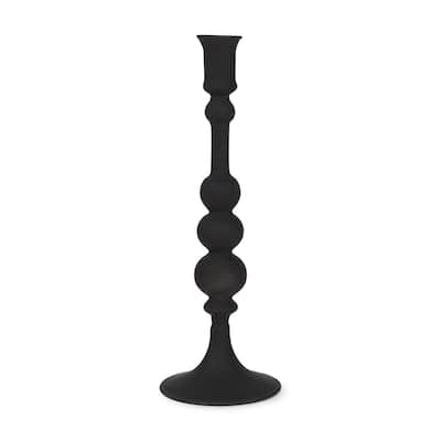 Haute Large Matte Black Blown Glass Candlestick